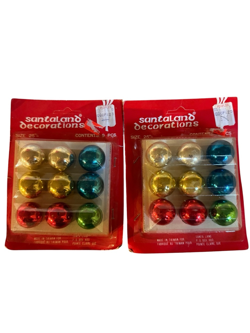 Vintage mini Christmas ornaments in package
